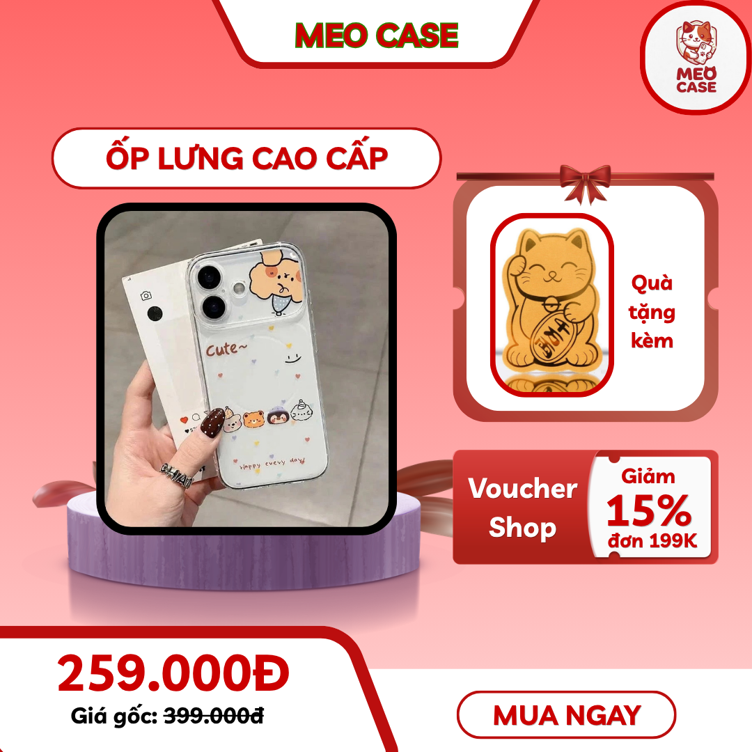 Ốp Lưng Nhám Mờ Cute Bear