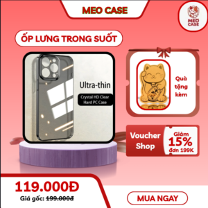 Ốp Lưng iPhone PC Cứng Trong Suốt Siêu Mỏng Bảo Vệ Camera Sang Trọng Crystal Clear Slim